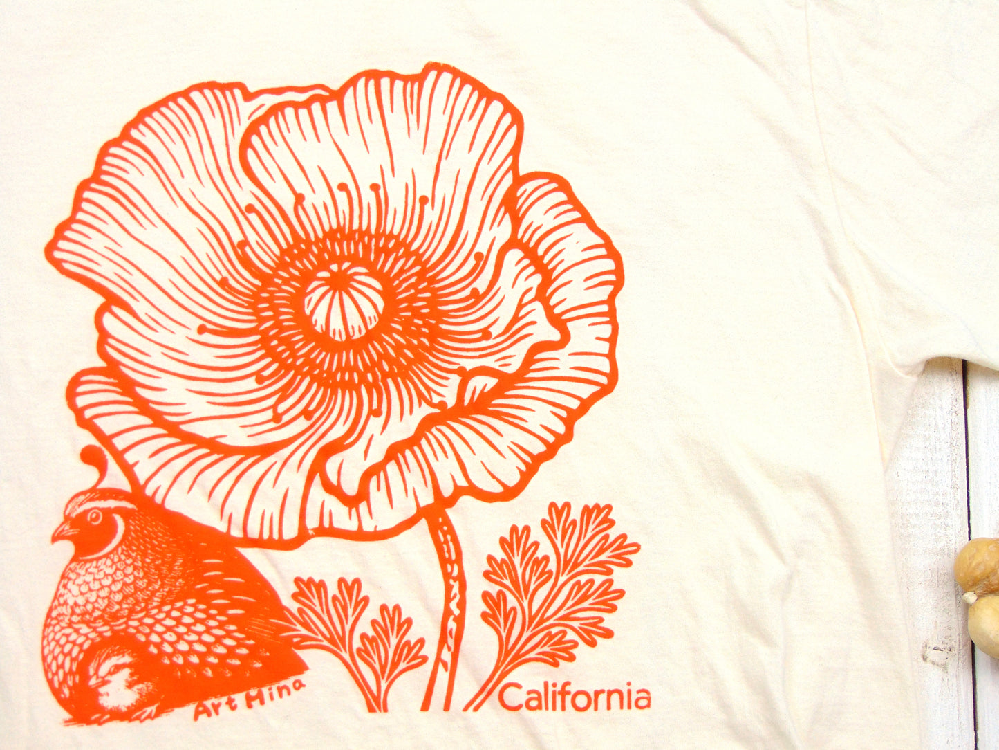 Unisex Soft T-shirt - California Poppy & Quail