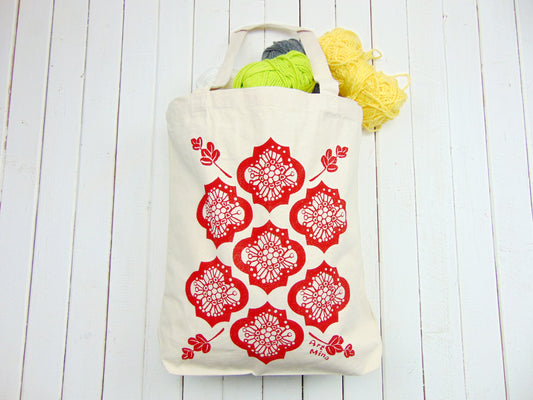 Hawaiian Flower Pattern Canvas Tote Bag