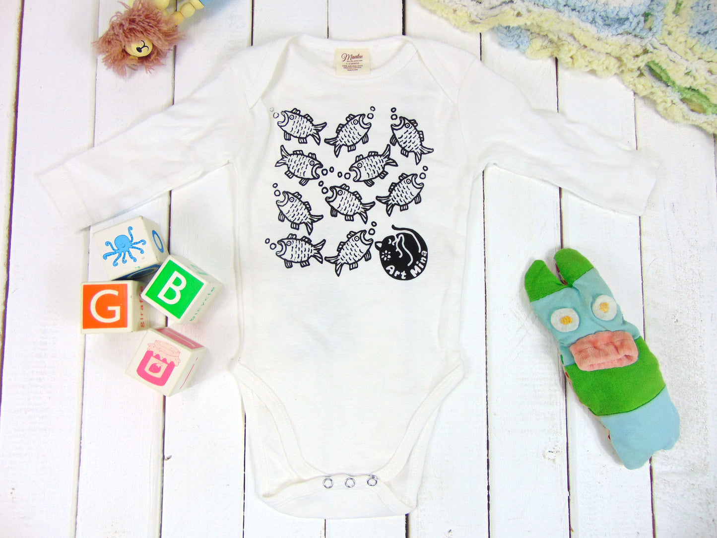 Fishes Organic Baby Onesie