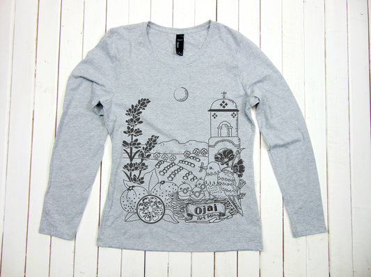 A photo of Women's Soft Long Sleeve T-shirt Shirt "Ojai California"Free Shipping