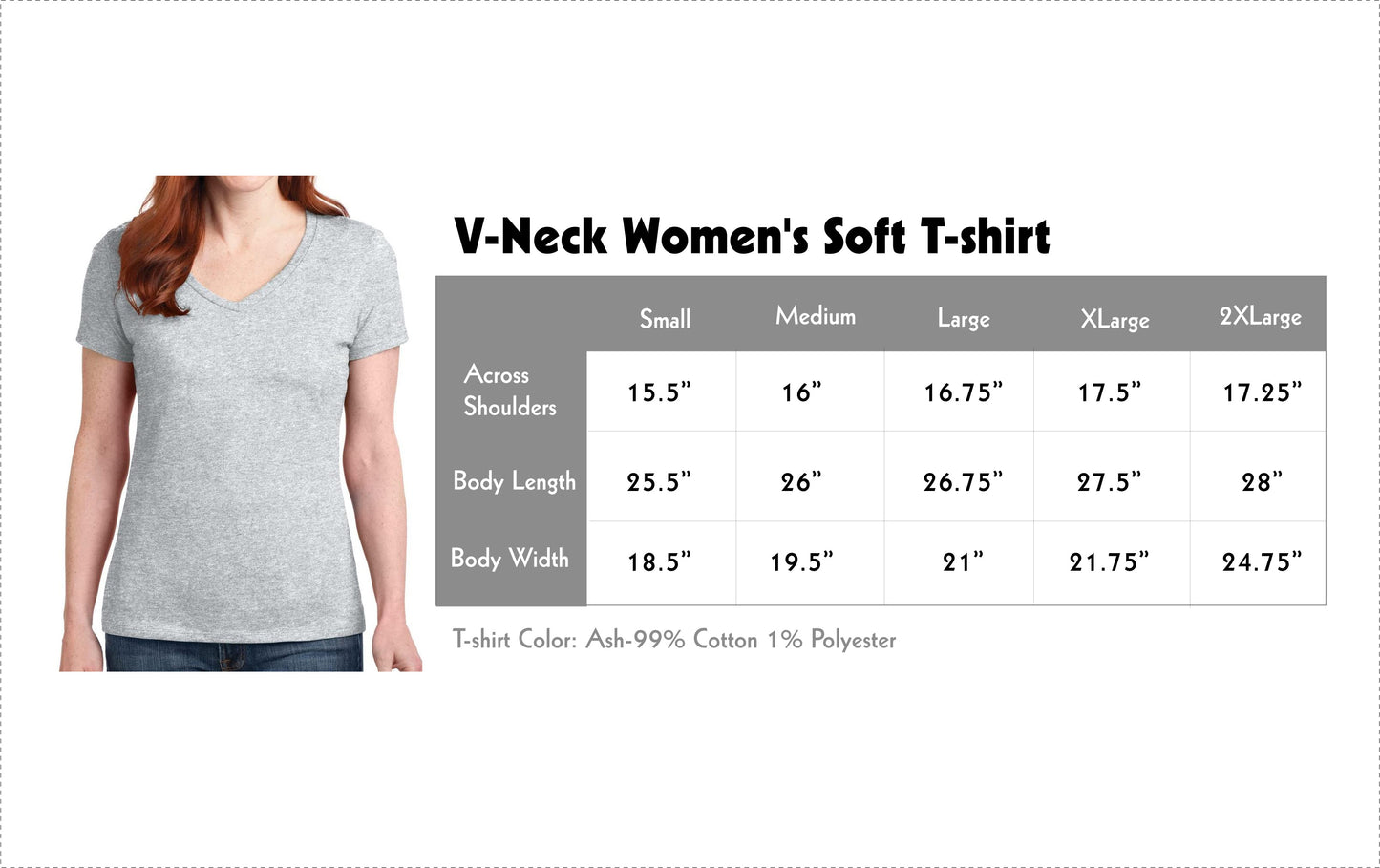 Art Mina Women's Soft V-Neck Tee Size Chart