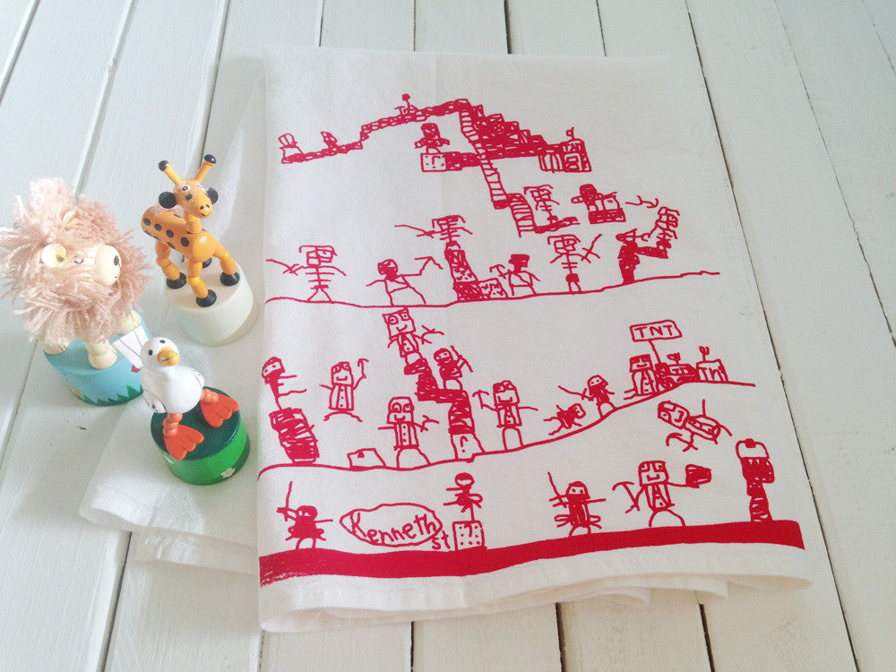 Flour Sack Kitchen Tea Towel "Ninja in Minecraft 5"