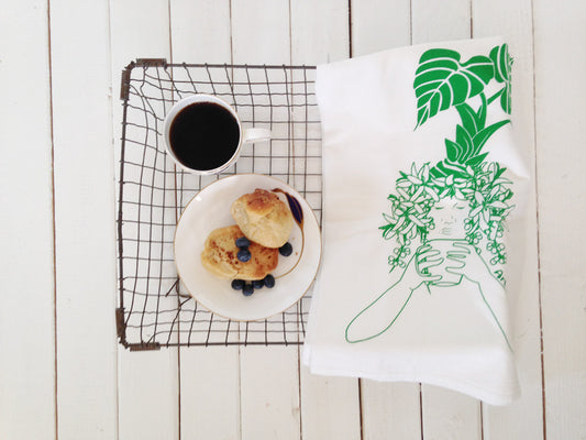 Flour Sack Kitchen Tea Towel "Morning Kona Coffee"