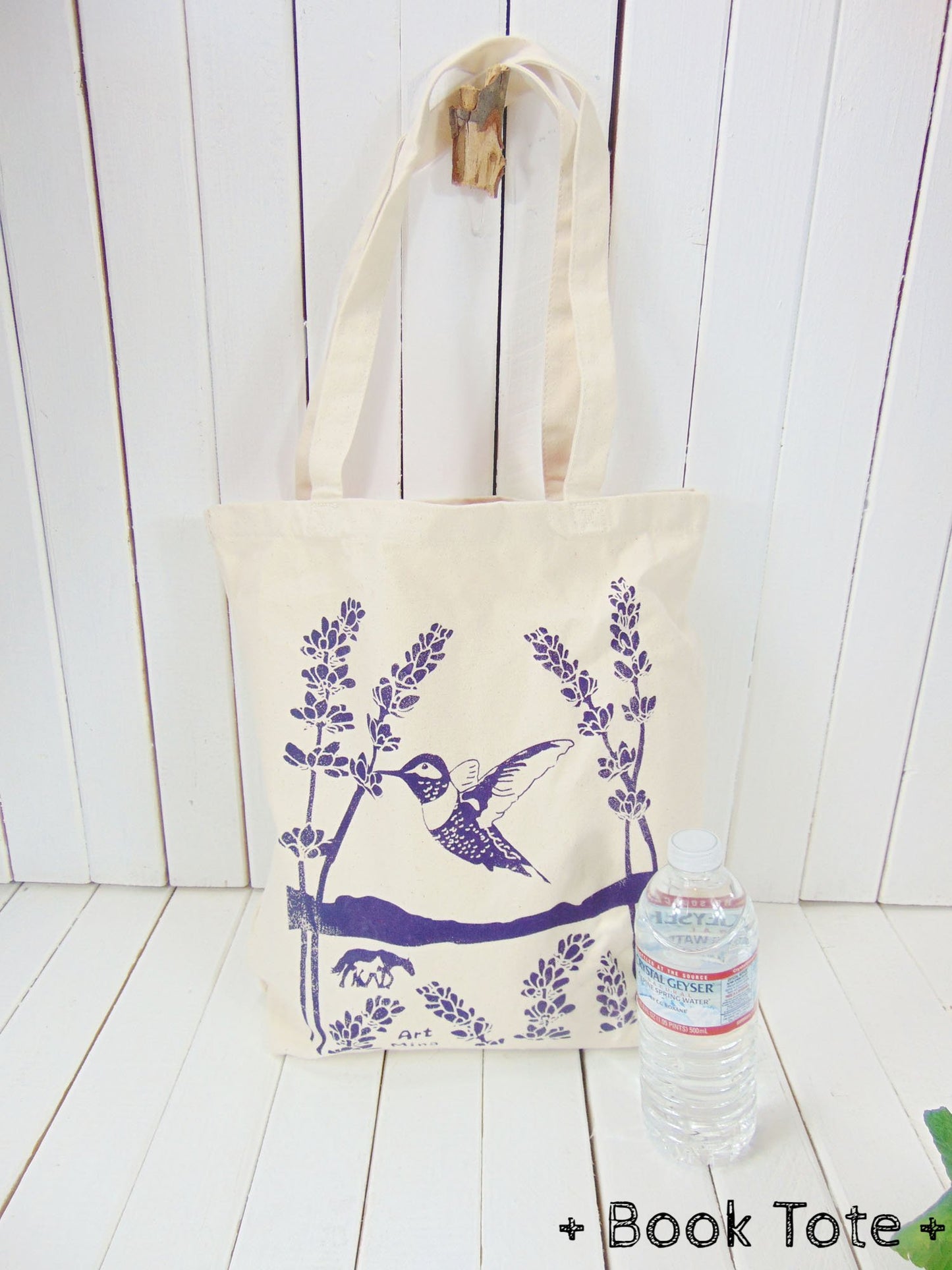 lavender canvas tote bag