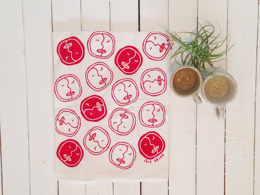 Flour Sack Kitchen Tea Towel  "Honi (Kiss)"