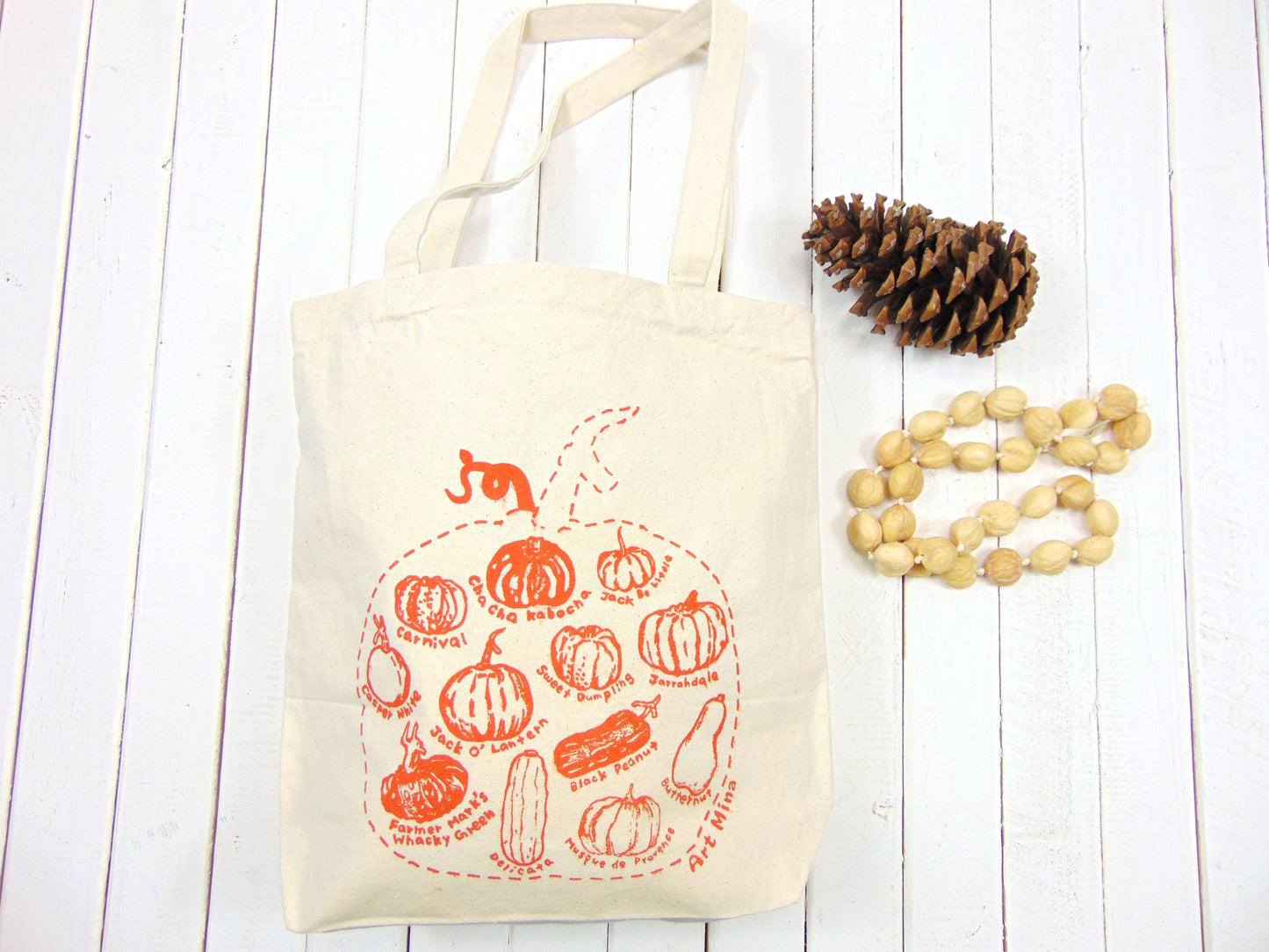 Art Mina Canvas Tote Bag "Pumpkin Sketch"