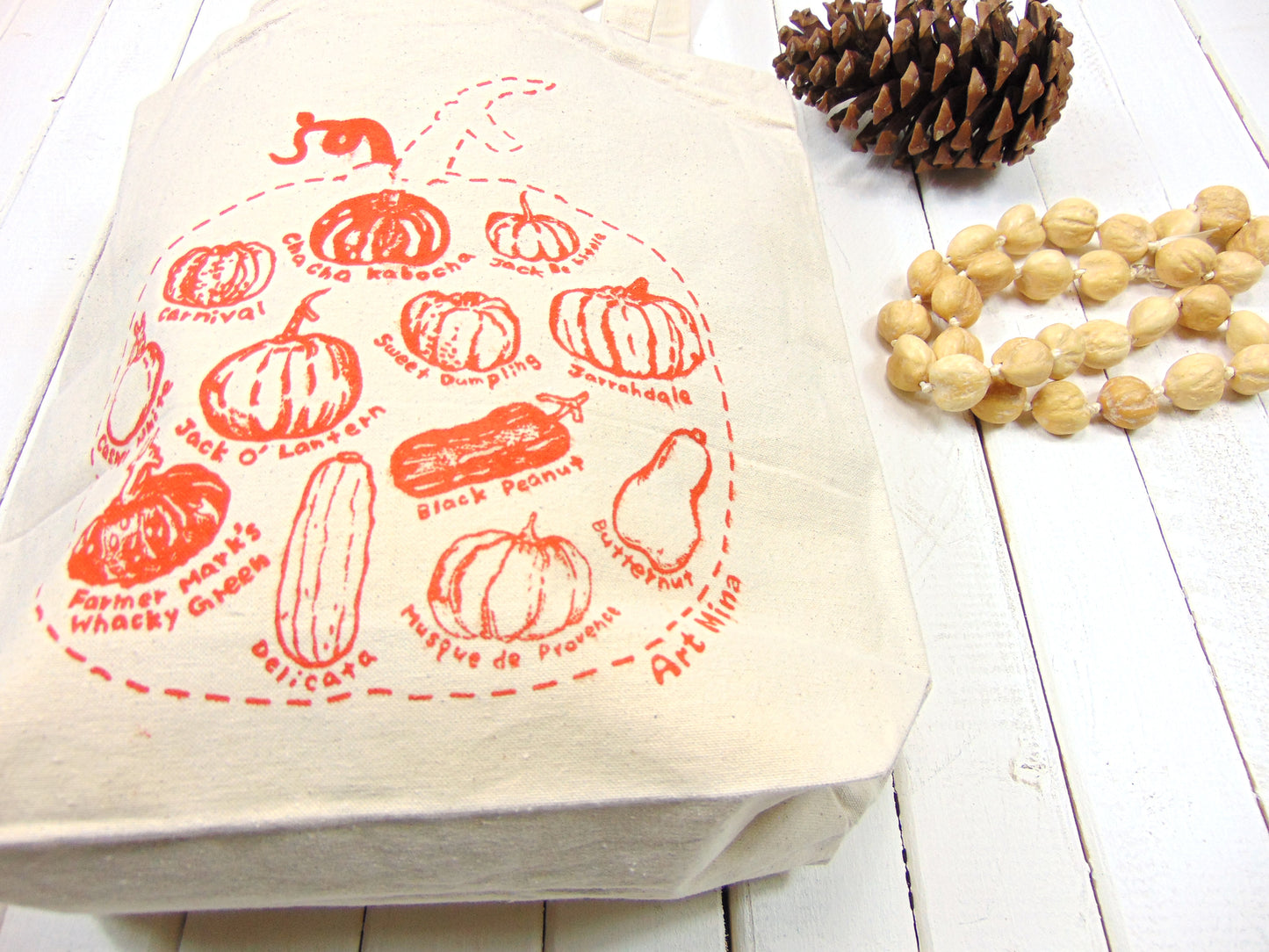 Art Mina Canvas Tote Bag "Pumpkin Sketch"
