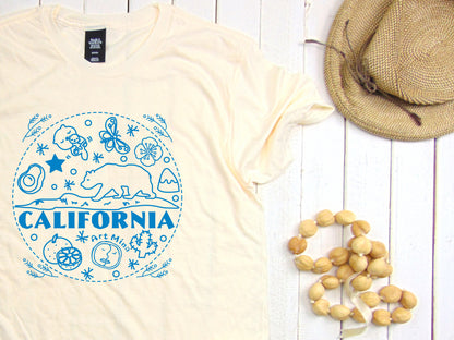 Super Soft Unisex Tee "California Bear" (Blue Ink)