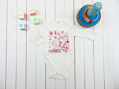 Organic Baby Onesie "California Map"「Short / Long Sleeve」Final stock
