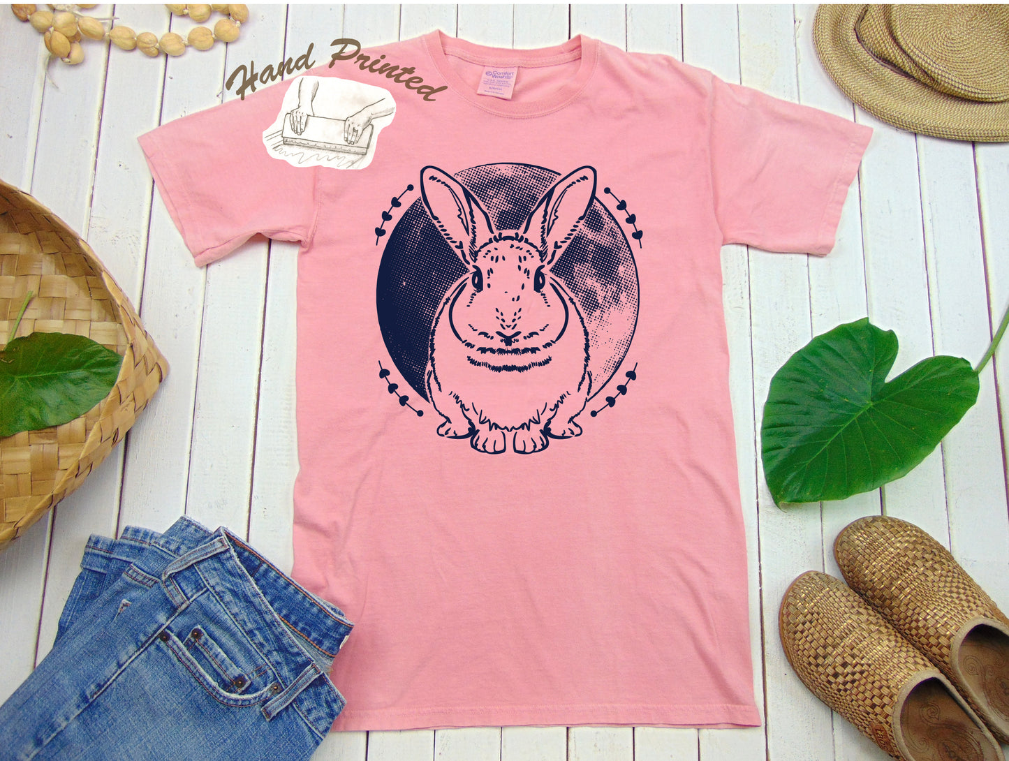 BOTANICAL DYED, USA Cotton Tee – Moon Rabbit