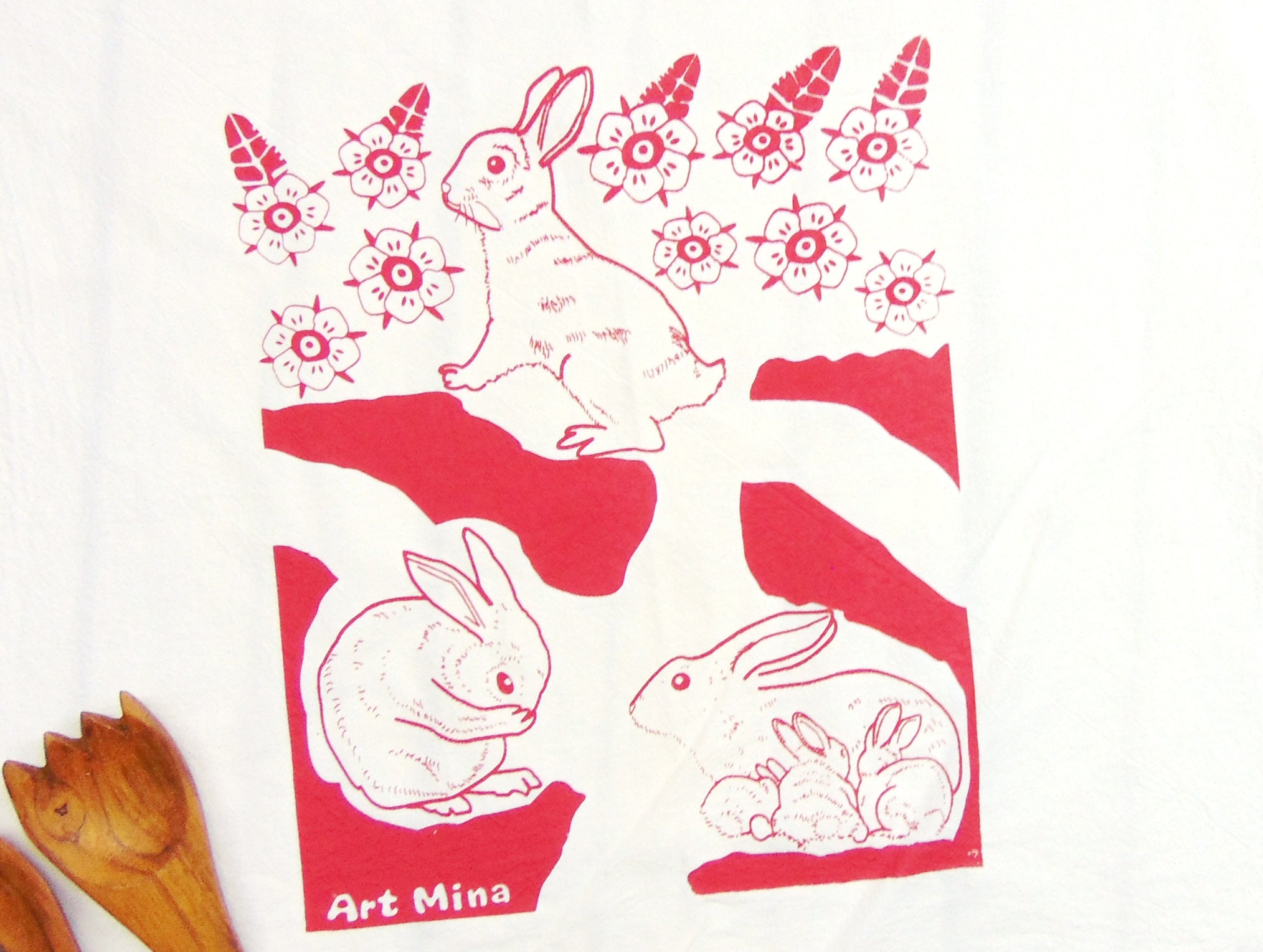 hole rabbit towel red
