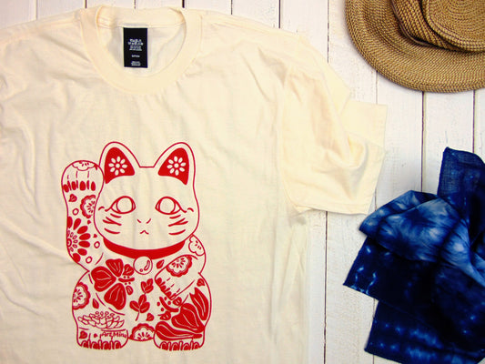 Soft Unisex Aloha Lucky Cat Tee "Hawaiian Maneki Neko"