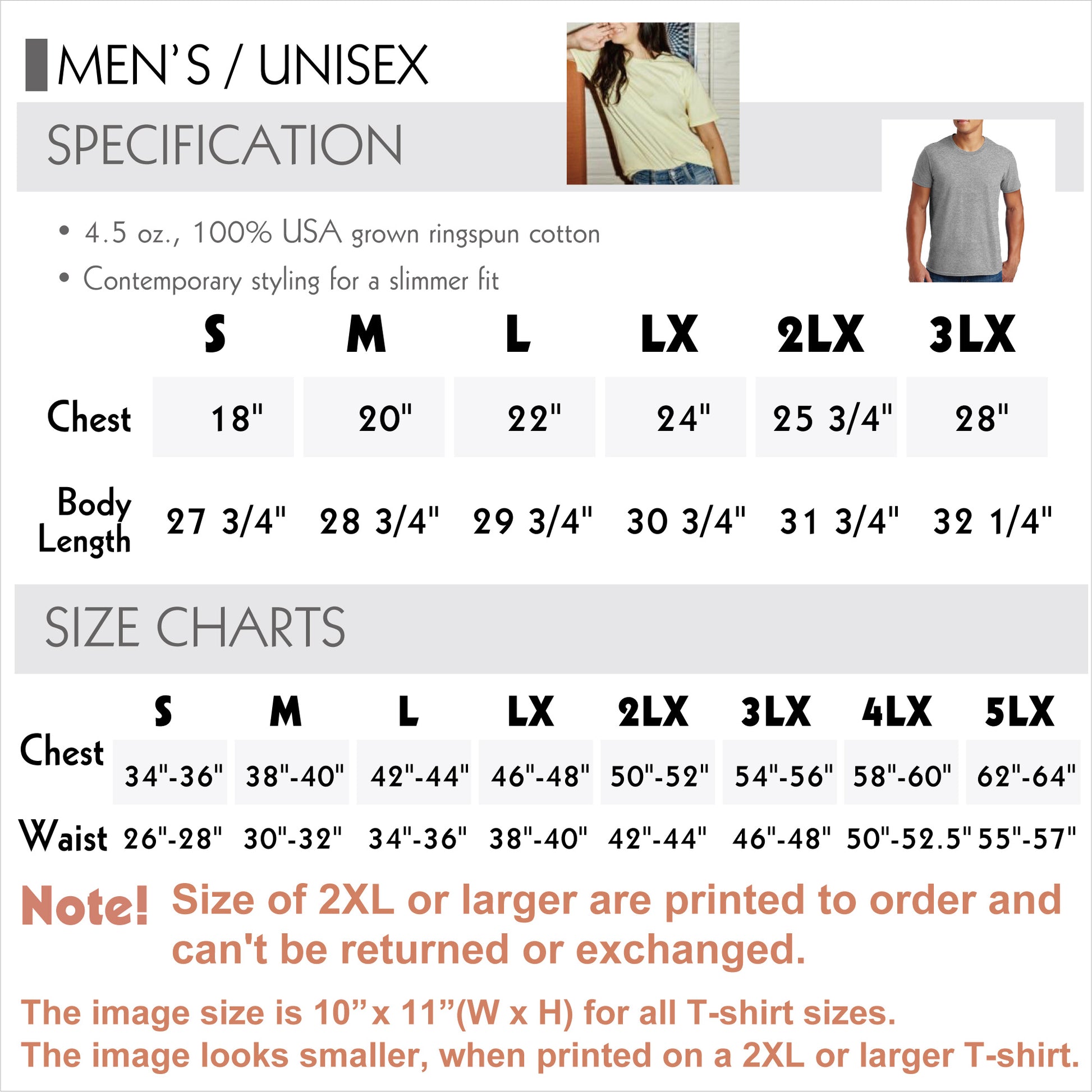 T-shirt size chart