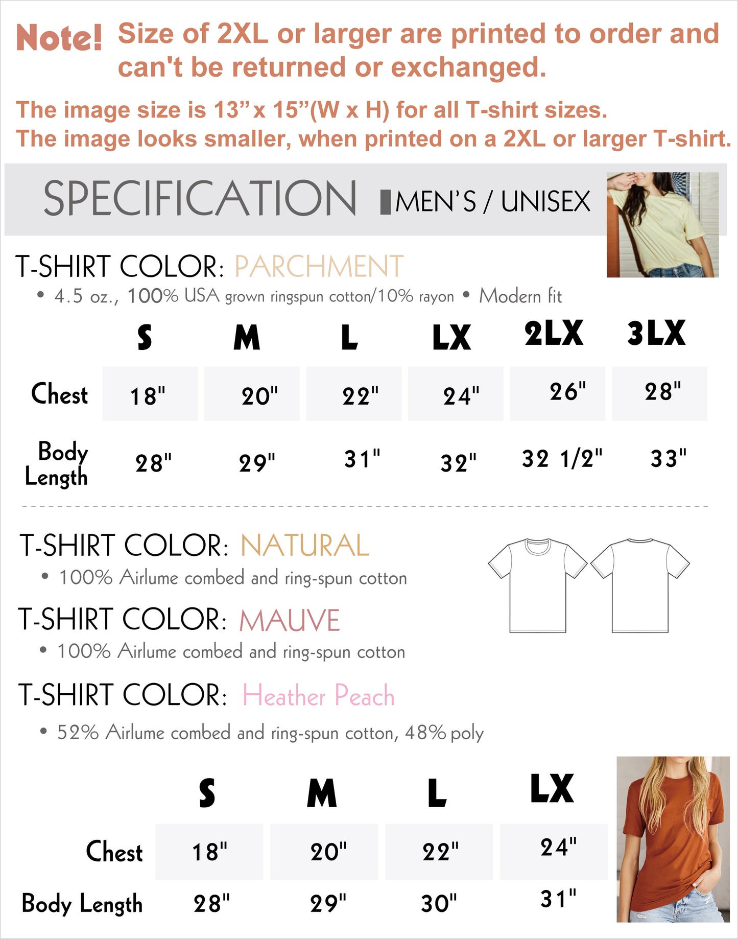 T-shirt Size Chart