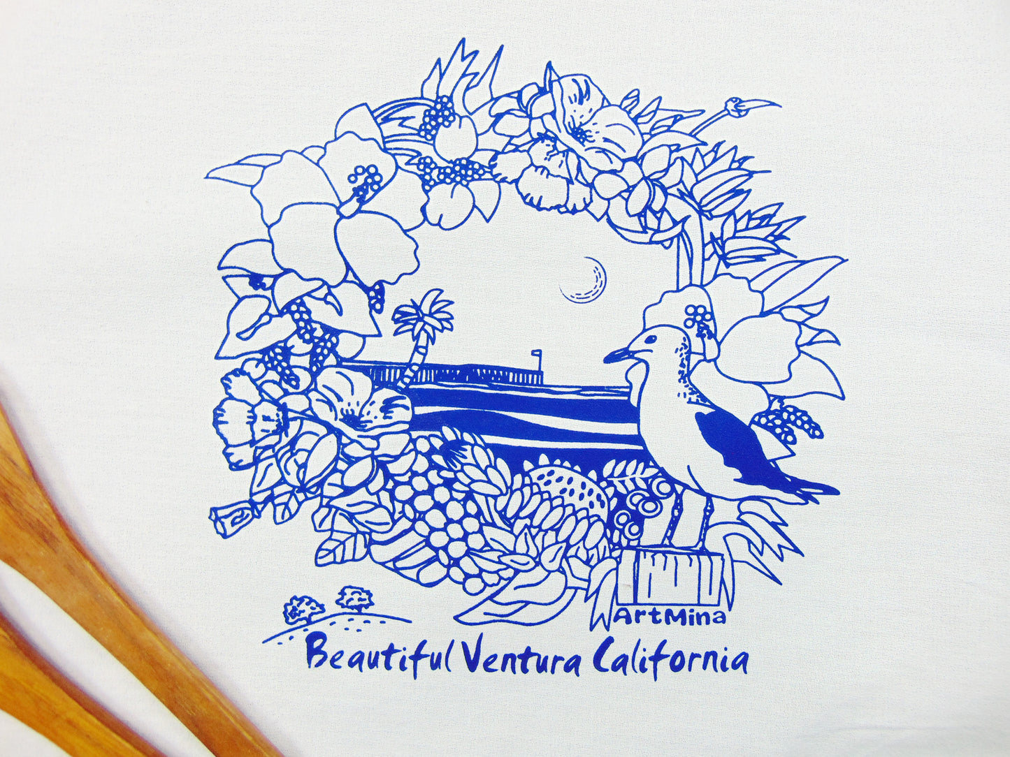 Hand Printed Napkin  "Beautiful Ventura California"
