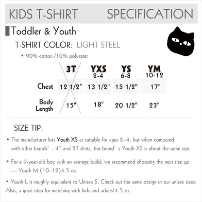 Youth T-shirt size chart