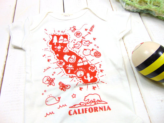 Art Mina Organic Baby Onesie "Map of California"