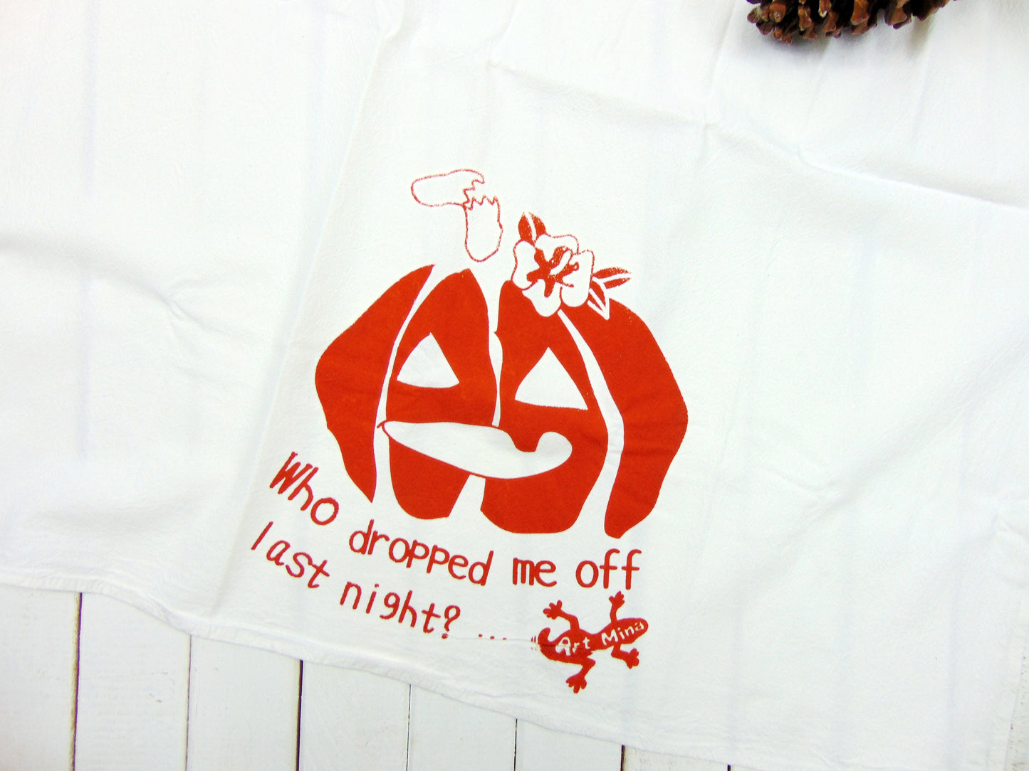 Art Mina Flour Sack Kitchen Tea Towel  "Halloween Pumpkin"