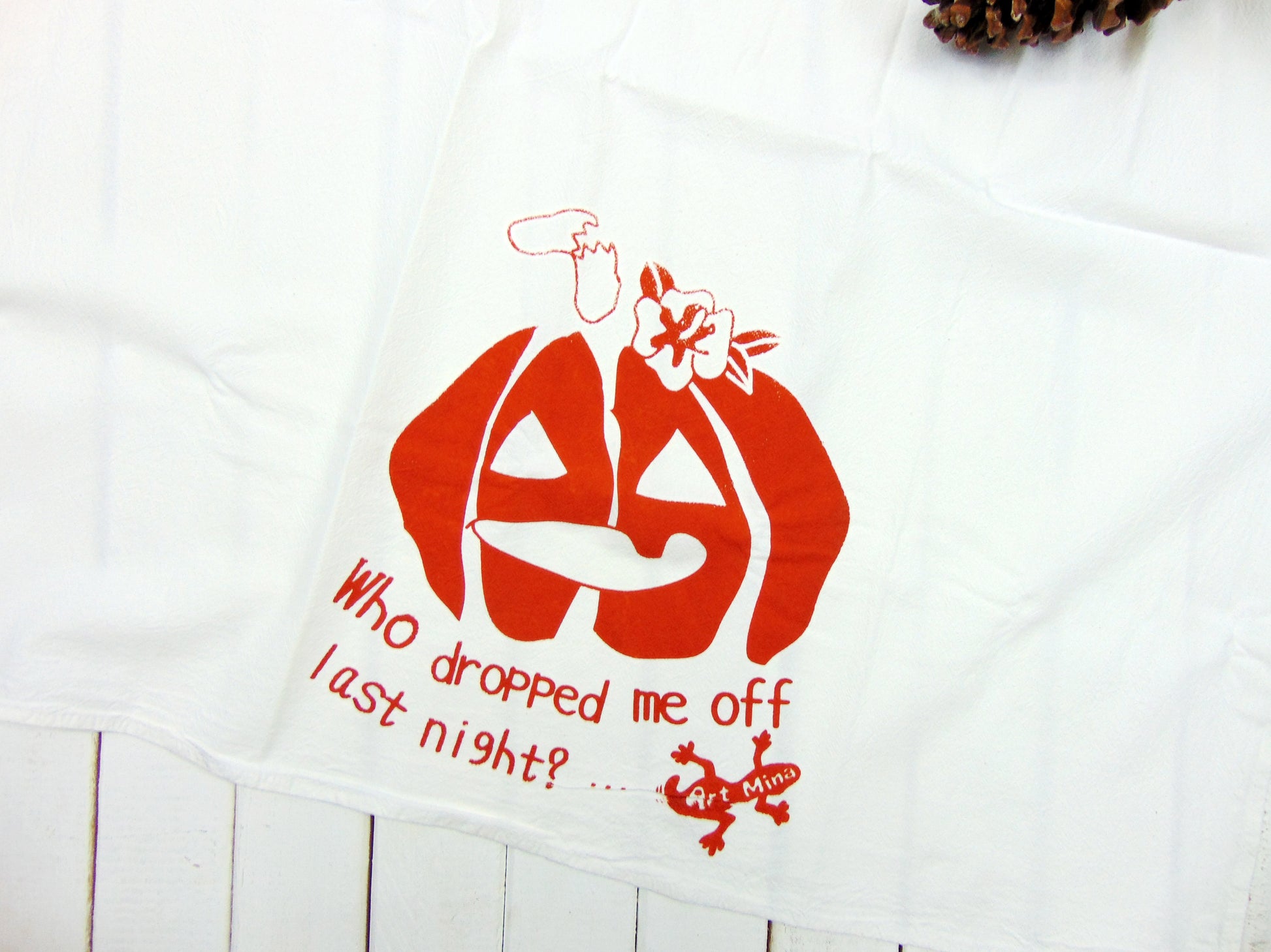 Art Mina Flour Sack Kitchen Tea Towel  "Halloween Pumpkin"