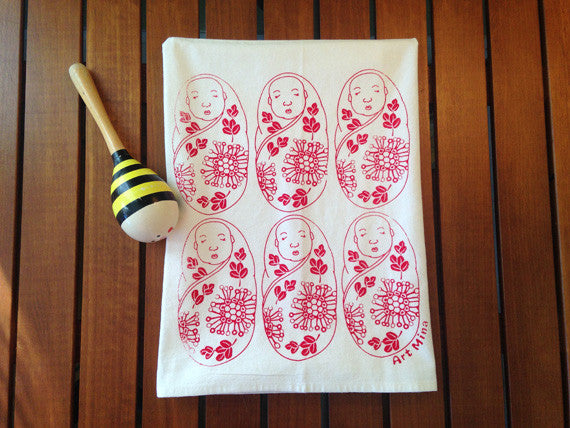 hawaian six babies flour sack towel