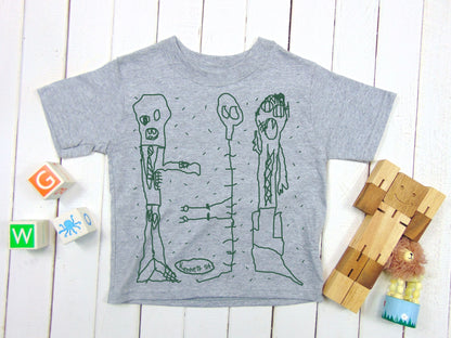 A photo of  ZOMBIE, MUMMY, SKELETON! Halloween Monster Kids T-shirt