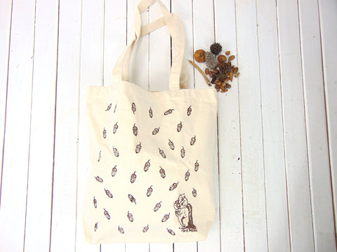 Canvas Tote Bag "Acorn & Chipmunk" [FREE SHIPPING]